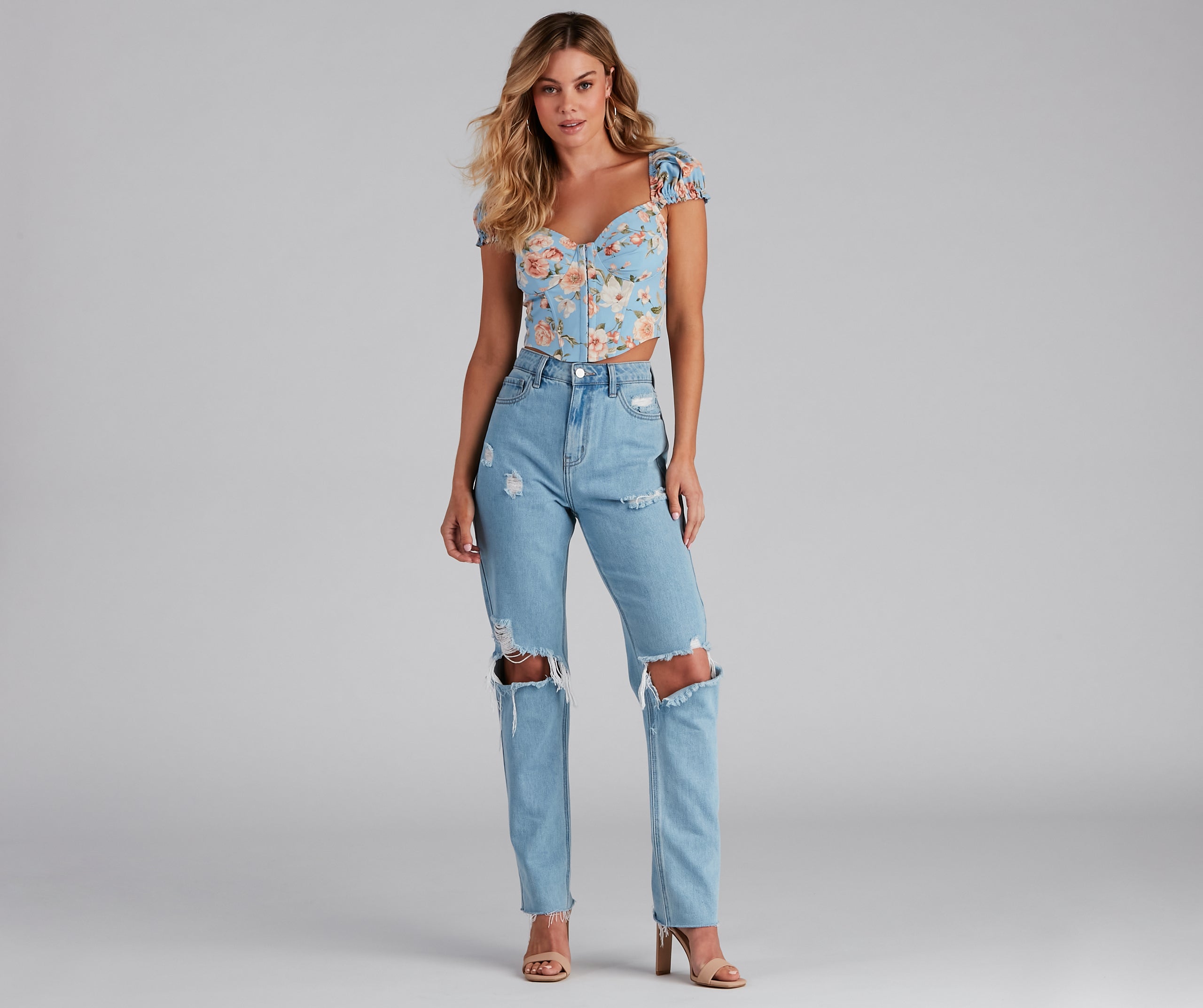 Floral Bliss Poplin Corset Top