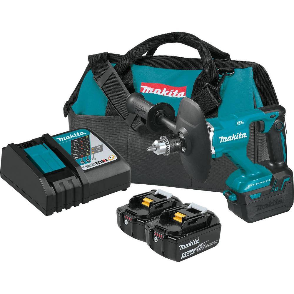 Makita 12 in. 18V 5.0 Ah LXT Lithium-Ion Cordless Brushless Mixer Kit XTU02T