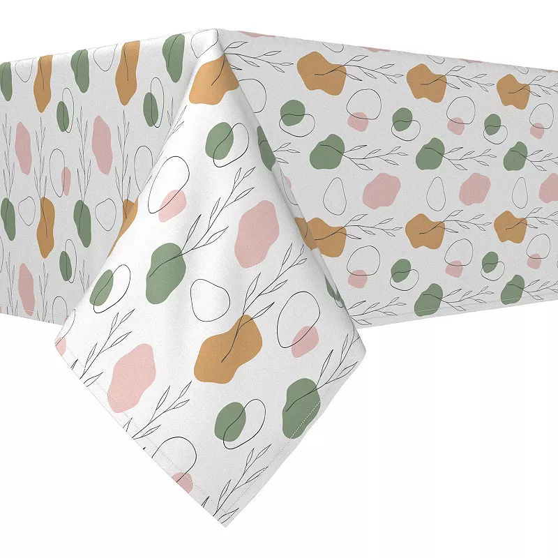 Rectangular Tablecloth， 100% Cotton， 60x104， Drawn Leaves and Dots