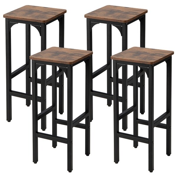 Gymax Set of 4 Industrial Bar Stools 28'' Kitchen Breakfast Bar Chairs