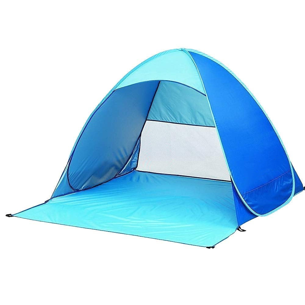 SEREE Automatic Pop up Beach Tent for 3-4 Person UPF 50+ Instant Portable Outdoors Quick Cabana Sun Shelter with Carry Bag Blue