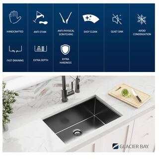 Glacier Bay Gunmetal Black Stainless Steel 31 in. 18-Gauge Single Bowl Undermount Kitchen Sink with Black Spring Neck Faucet ACS3118A1-F