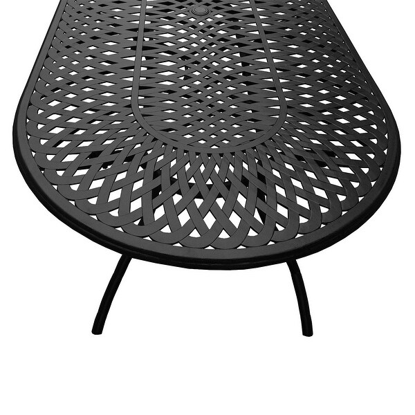 Outdoor Mesh Lattice Aluminum 95 inch Oval Dining Table