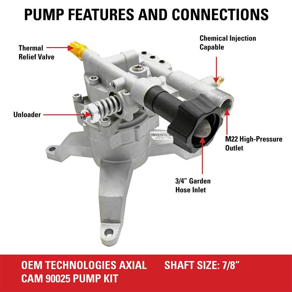 SIMPSON OEM Technologies Vertical Axial Cam Pump Kit 90025 for 2400 PSI at 2.0 GPM Pressure Washers 90025