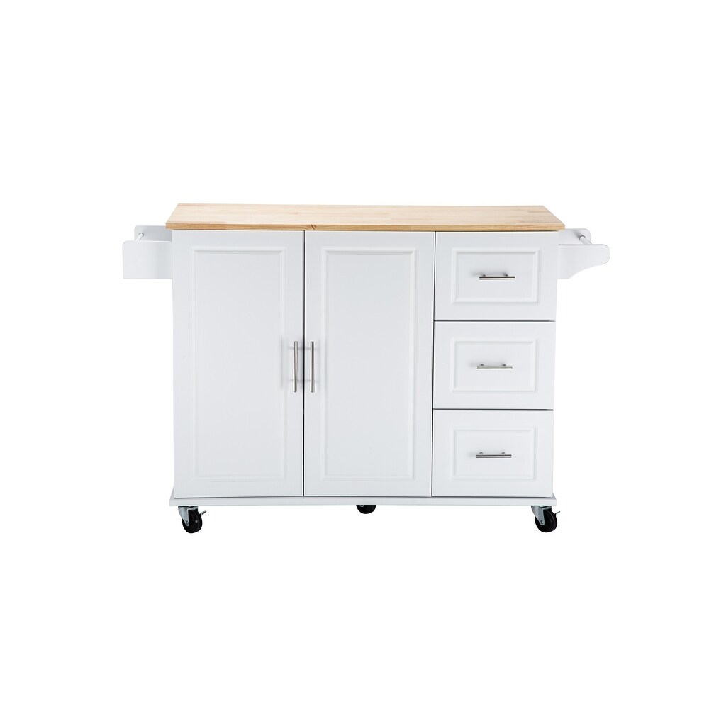 Kitchen Cart Storage Cabinet Kitchen Island Extensible Rubber Wood