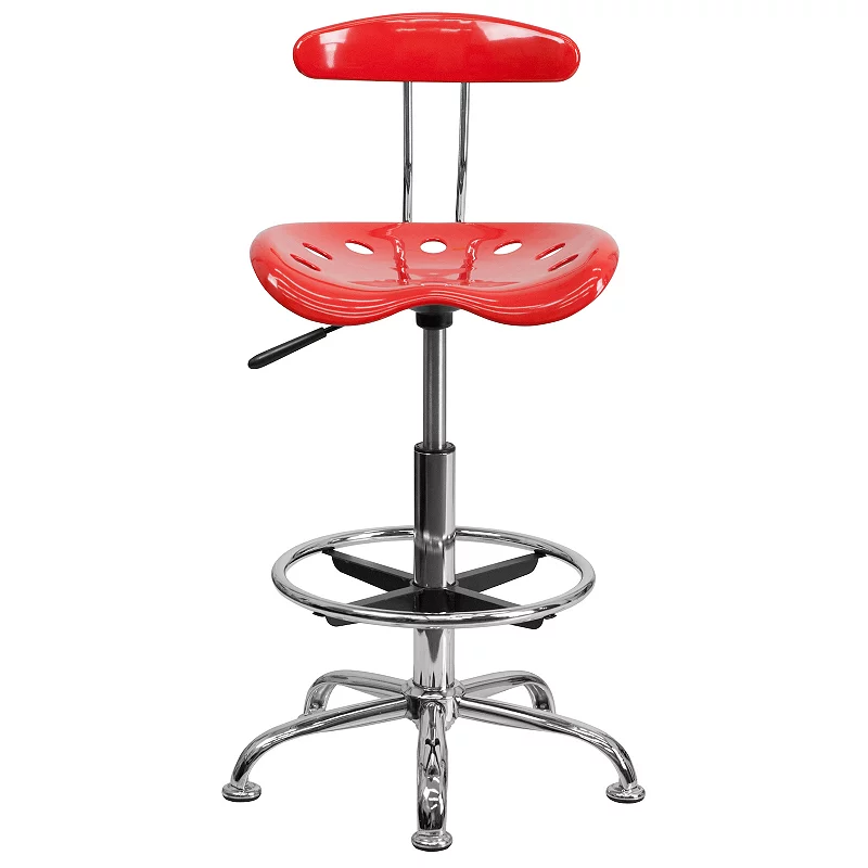 Flash Furniture Bradley Cherry Tomato Tractor Seat Drafting Stool