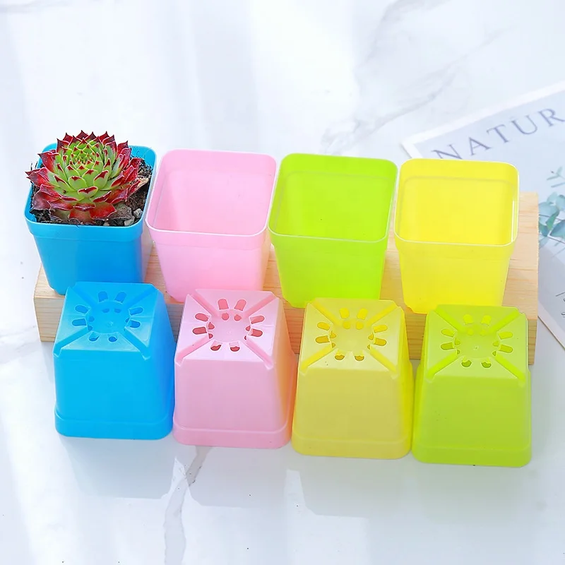 Garden supplies factory wholesale cheap square  plastic nursery pots 2 inch plant pot plastic nursery seedling pots purple