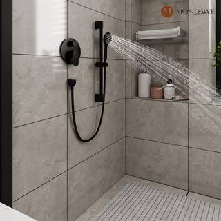 Mondawe Retro Series 3-Spray Patterns with 1.8 GPM 9 in. Rain Wall Mount Dual Shower Heads with Handheld in Oil-Rubbed Bronze MD-A3816-ORB