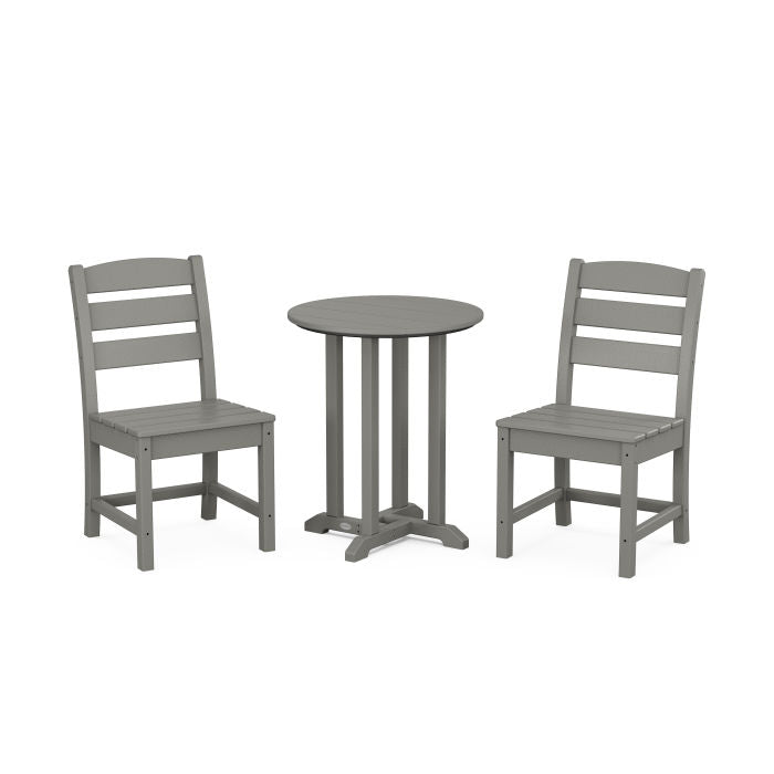 Polywood Lakeside Side Chair 3-Piece Round Bistro Dining Set PWS1302-1