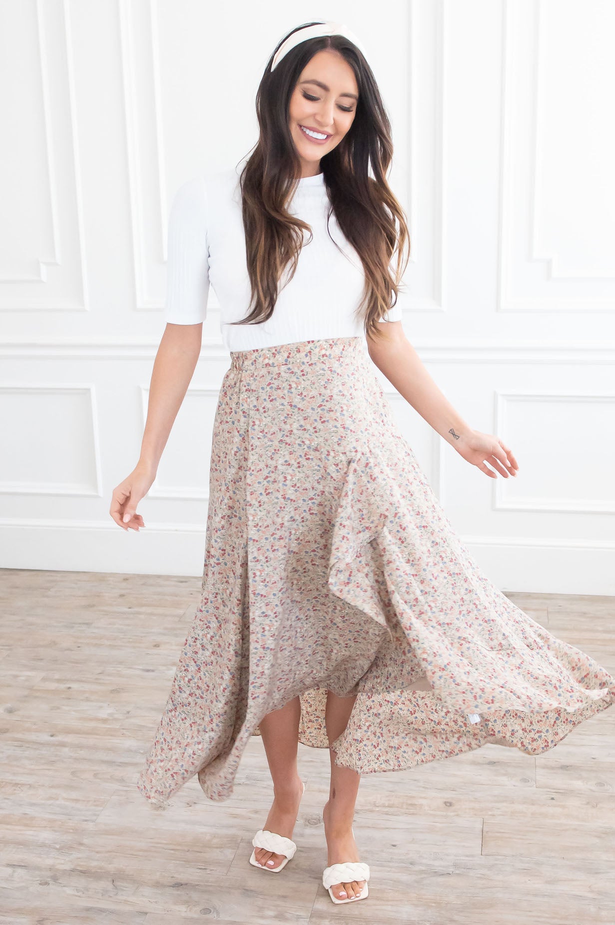 Growing On You Modest Ruffle Skirt