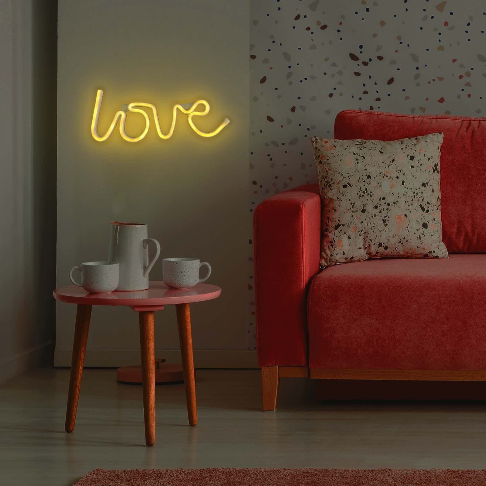 Love Neon Light Sign, LED Reusable Wall Decor Lights USB and Battery Operated 13