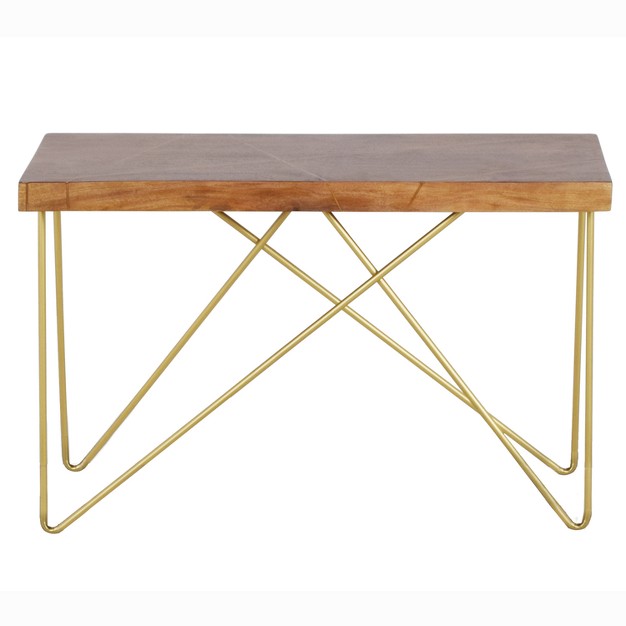 Walter Sofa Table Mango Wood Top With Brass Inlay And Base Steve Silver Co