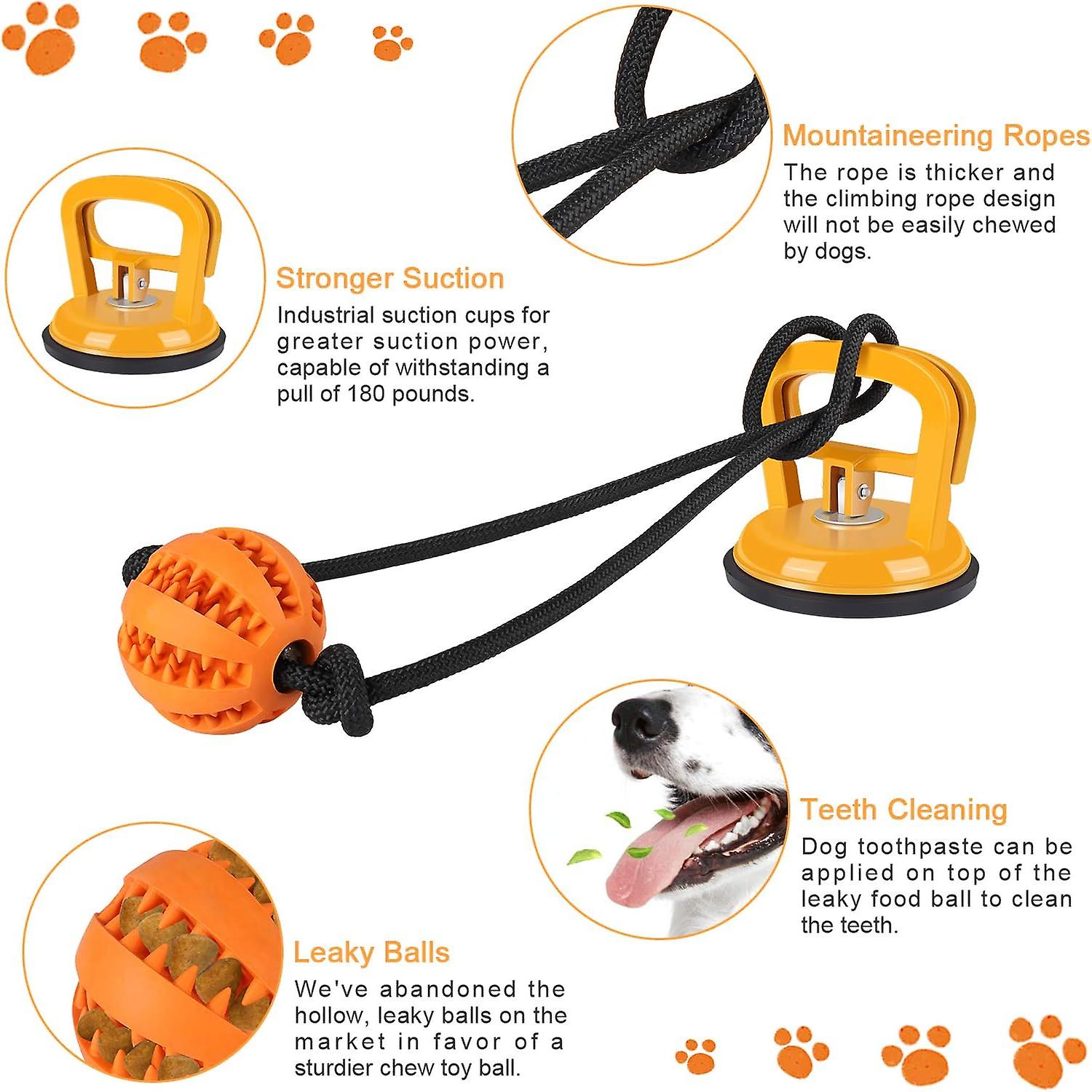 Vicooda Interactive Dog Tug Toy， Tug Of Dog Toy With Chew Ball，suction Cup Dog Toy， Dog Toy Balls For Aggressive Chewers， Dog Puzzle Toys For Training