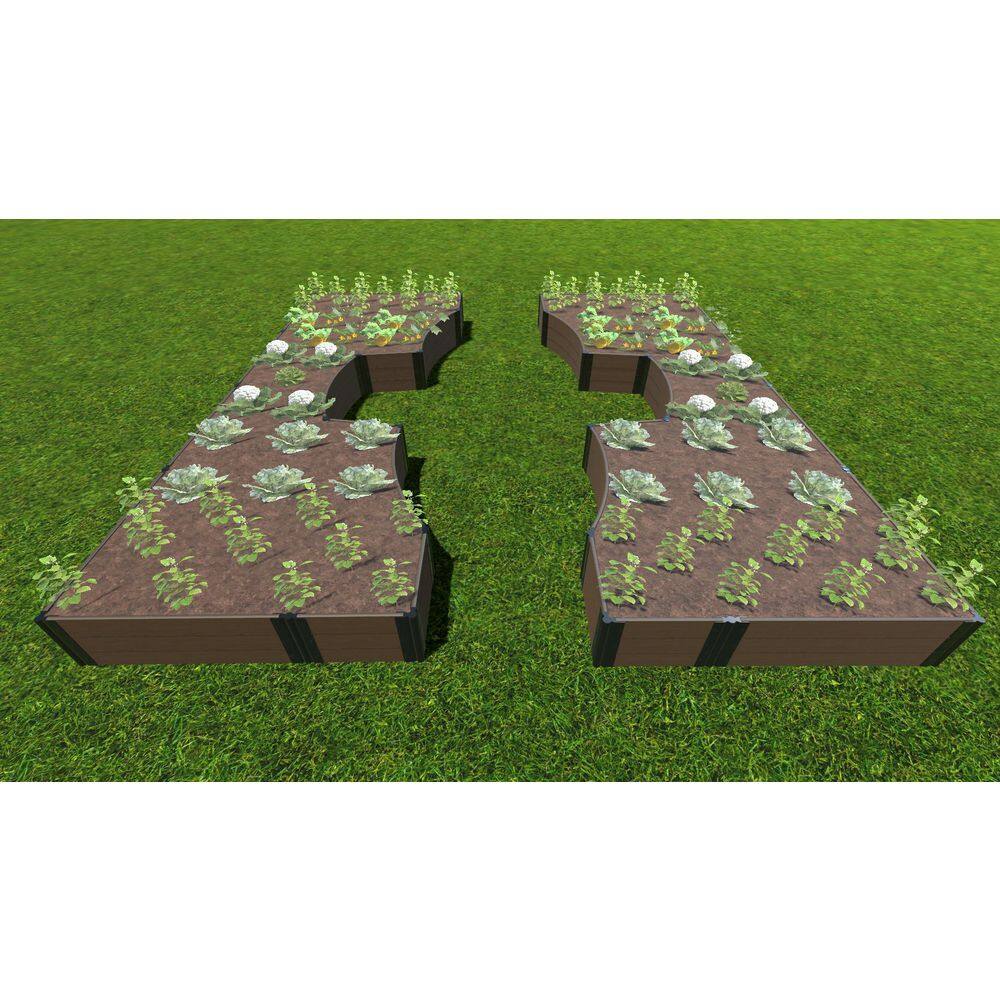 Frame It All 14 ft. x 16 ft. x 16.5 in. Uptown Brown Composite Walk-Through Inner Roboto Raised Garden Bed - 1 in. Profile 800003113