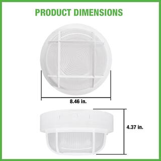 Hampton Bay Nautical Round White LED Outdoor Bulkhead Light Frost Glass Lens Corrosion Weather Resistant Non-Metallic Base (4-Pack) 504081010-4PK