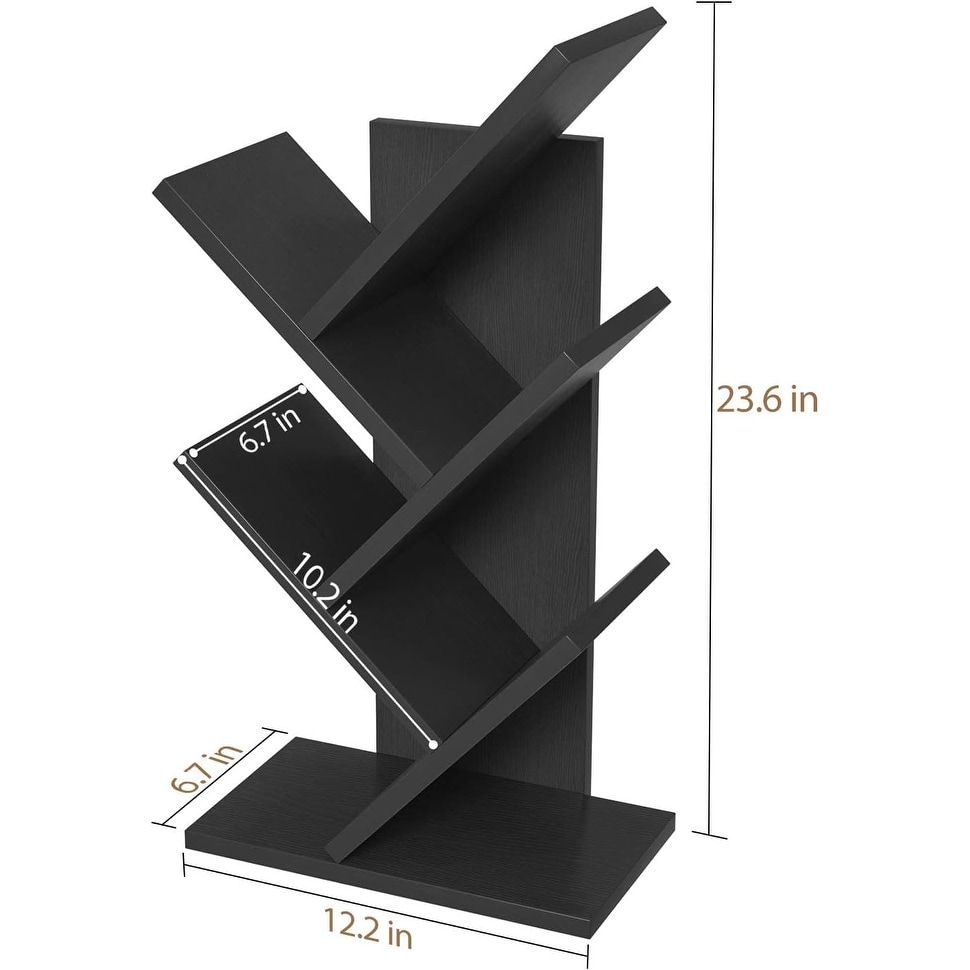 4 Tier Tree Bookshelf Cd/Magazine/Book Wood Storage Rack