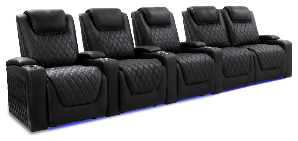 Valencia Oslo Luxury Edition Home Theater Seating Row of 5 Loveseat Right Onyx   Theater Seating   by E VISION INTL INC.  Houzz