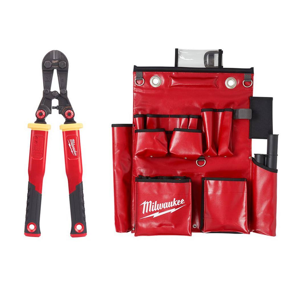 MW Lineman's Compact Aerial Tool Apron and 18 in. Fiberglass Handle with PIVOTMOVE Rotating Handles Bolt Cutter 48-22-4218-48-22-8291