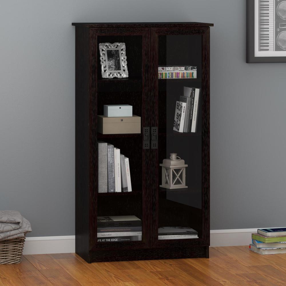 Avenue Greene Walnut Ridge Espresso Glass Door Bookcase