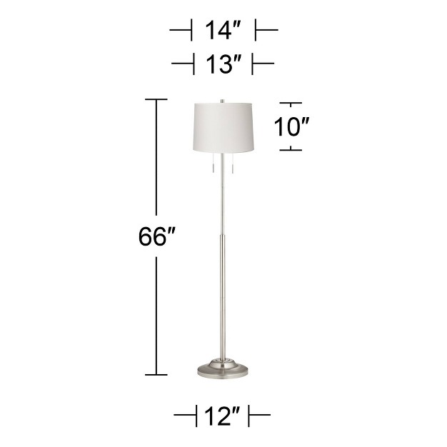 Tall Brushed Nickel Silver White Hardback Tapered Drum Shade For Living Room Bedroom Office House