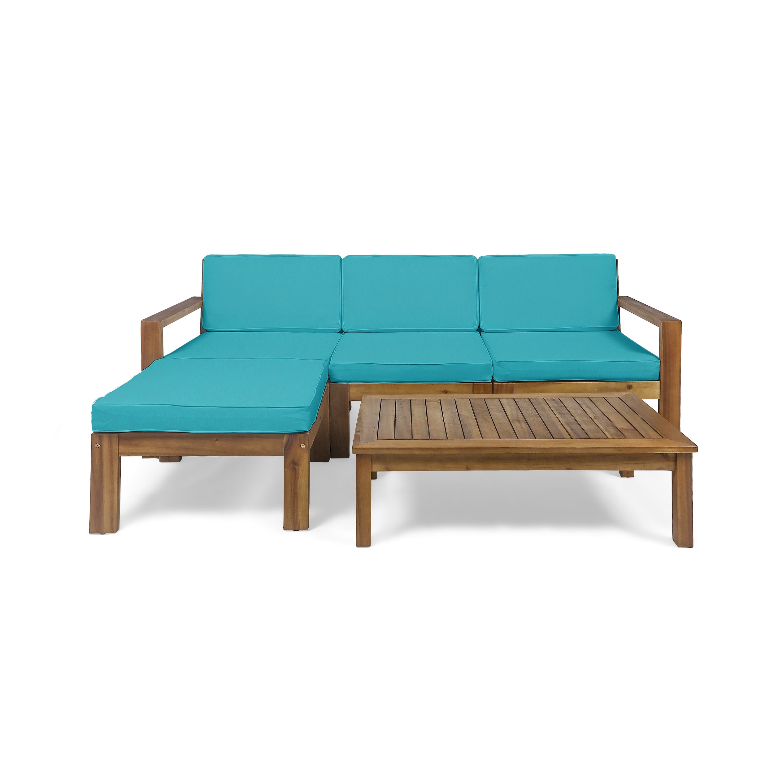 Makayla Ana Outdoor 3 Seater Acacia Wood Sofa Sectional with Cushions