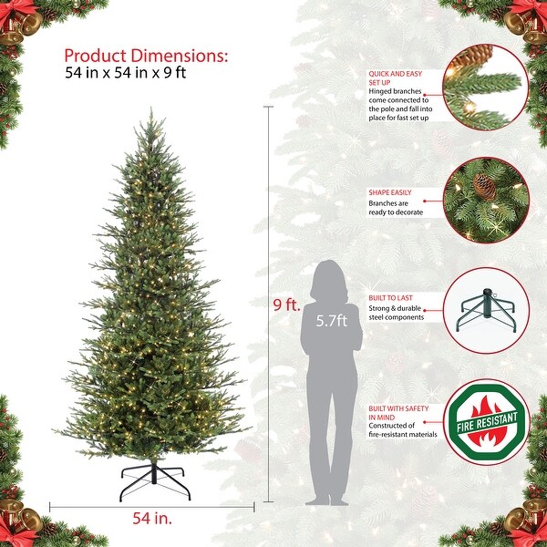 Puleo International 9 ft. Prelit Artificial Slim Balsam Christmas Tree