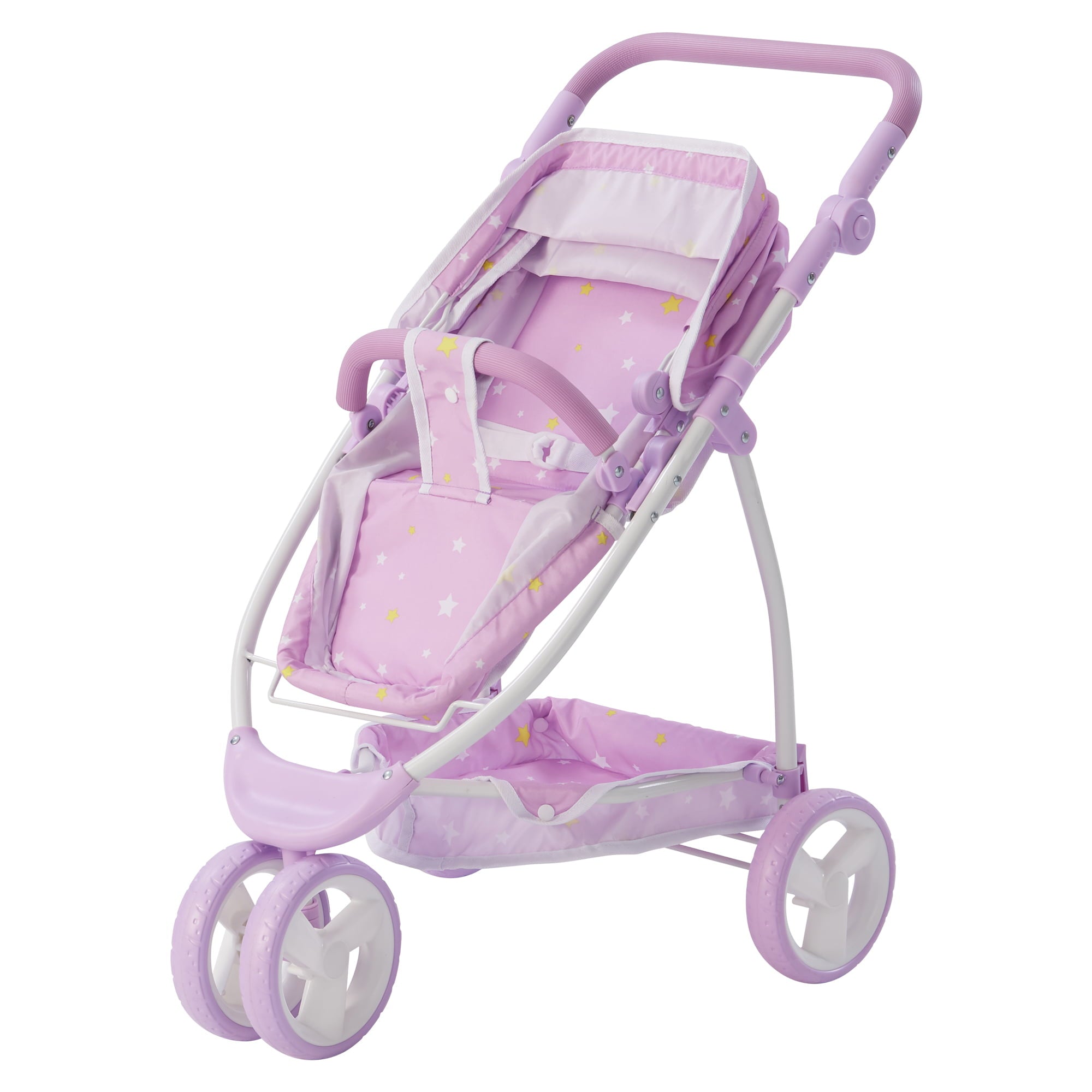 Olivia's Little World Twinkle Stars Princess 2-in-1 Baby Doll Stroller， Purple