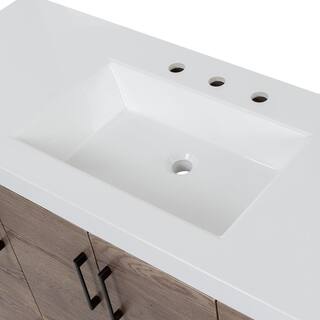 Home Decorators Collection Radien 48.5 in. W x 18.75 in. D x 34.14 in. H Bath Vanity in Halifax Oak with White Cultured Marble Top RN48P2-HO