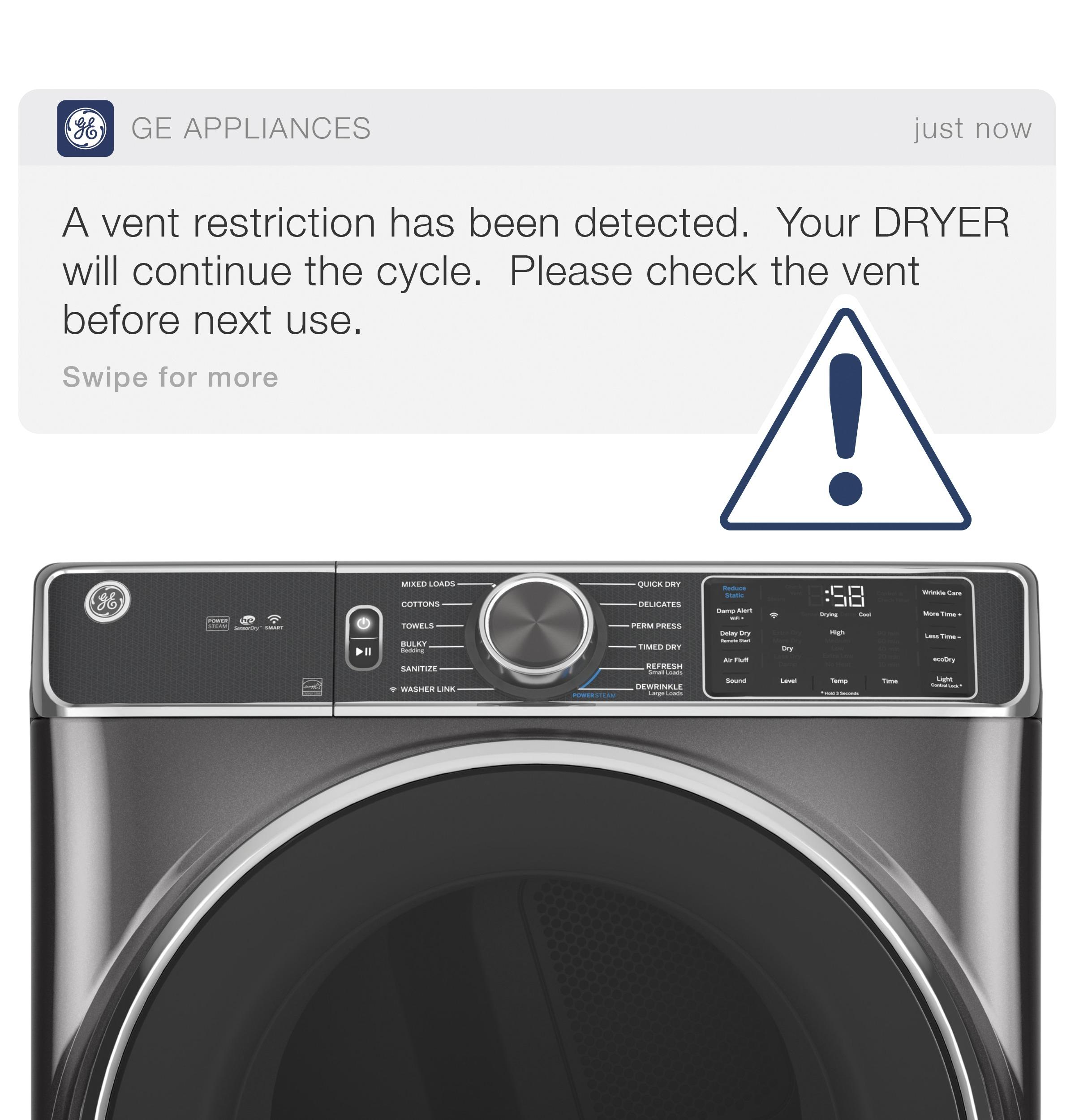 Ge Appliances GFD65ESSVWW Ge® 7.8 Cu. Ft. Capacity Smart Front Load Electric Dryer With Steam And Sanitize Cycle