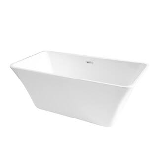 Stivier 67 in. Acrylic Flatbottom Non-Whirlpool Freestanding Soaking Bathtub in Glossy White 21A0107-67