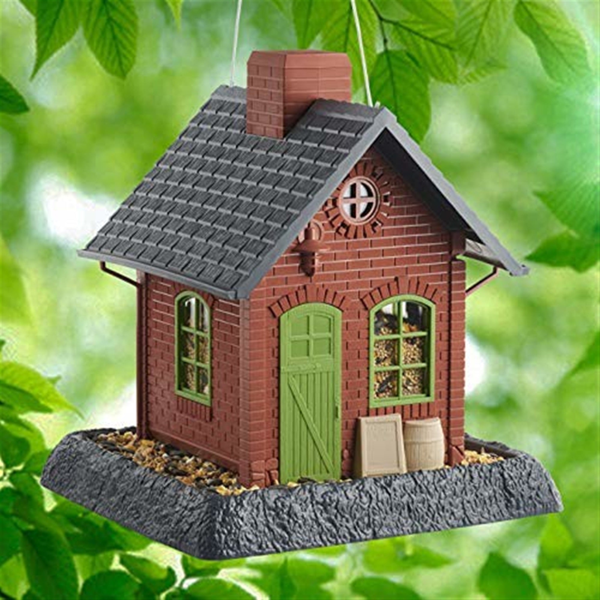 North States Village Collection Old Town Pub Birdfeeder - Holds 5lb Seed， Red