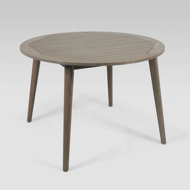 Stamford Round Acacia Wood Dining Table Gray Christopher Knight Home