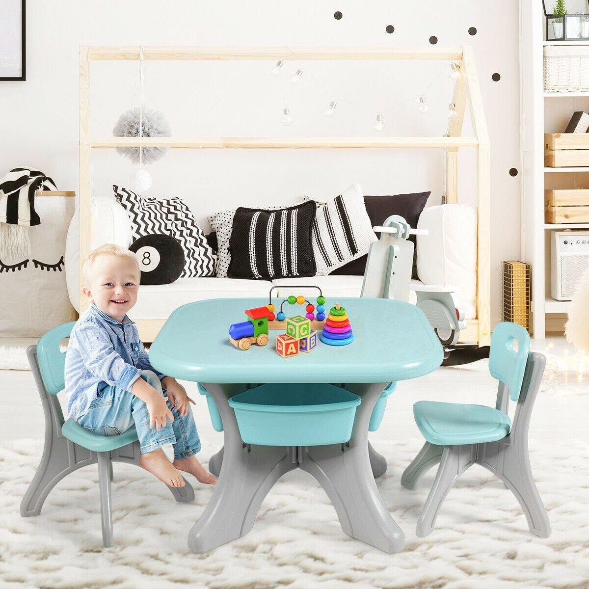 Kids Table and Chair Set, 3 Piece Activity Table