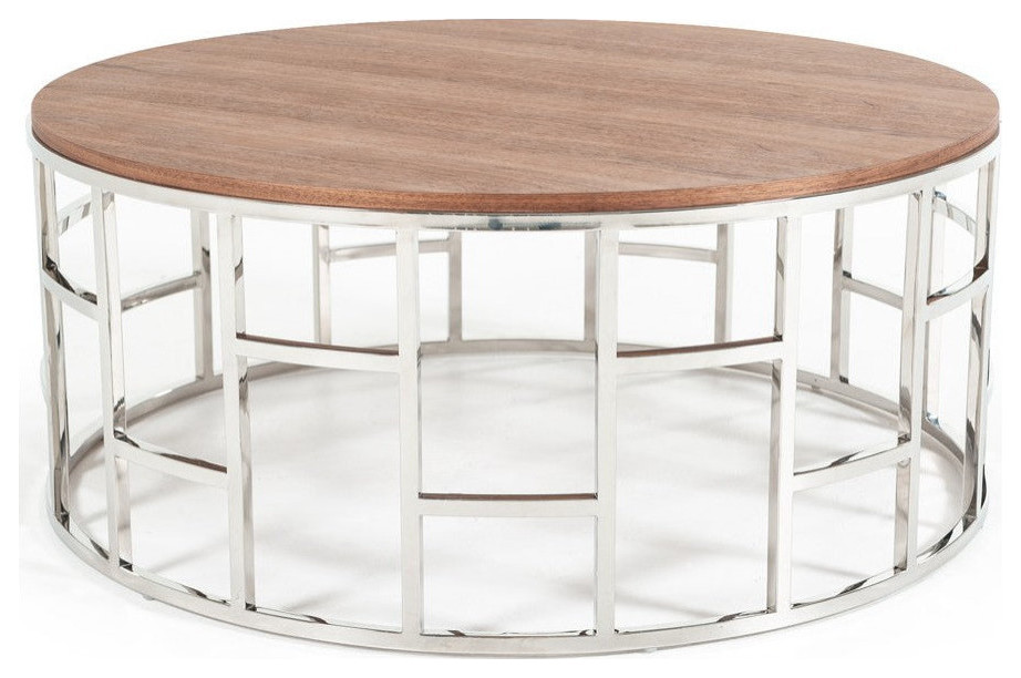 Stefano Modern Walnut and Stainless Steel Coffee Table   Contemporary   Coffee Tables   by Rustic Home Furniture Deco  Houzz