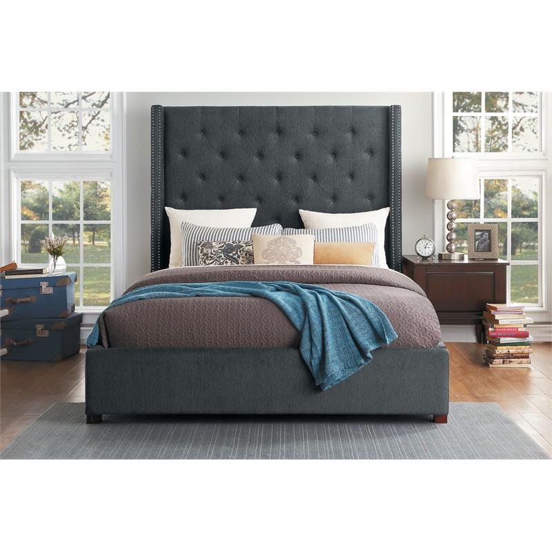 Lexicon Fairborn Fabric Full Bed with Storage Drawers in Gray