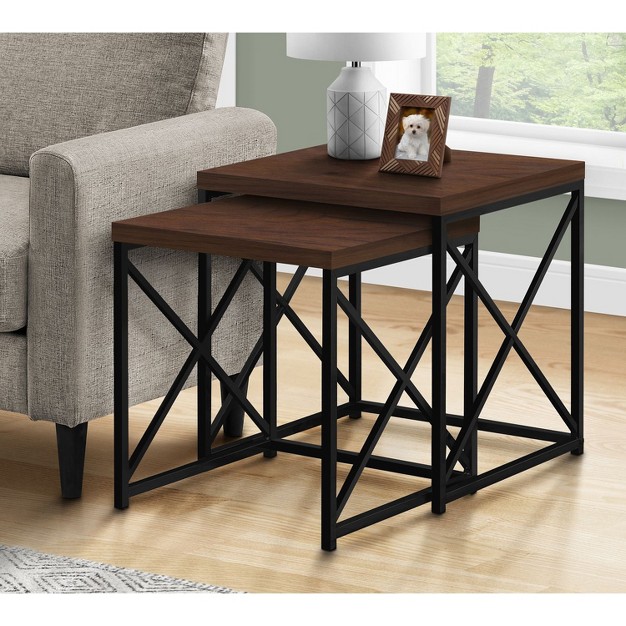 Monarch Specialties 2 Piece Square Nesting Accent Table Set