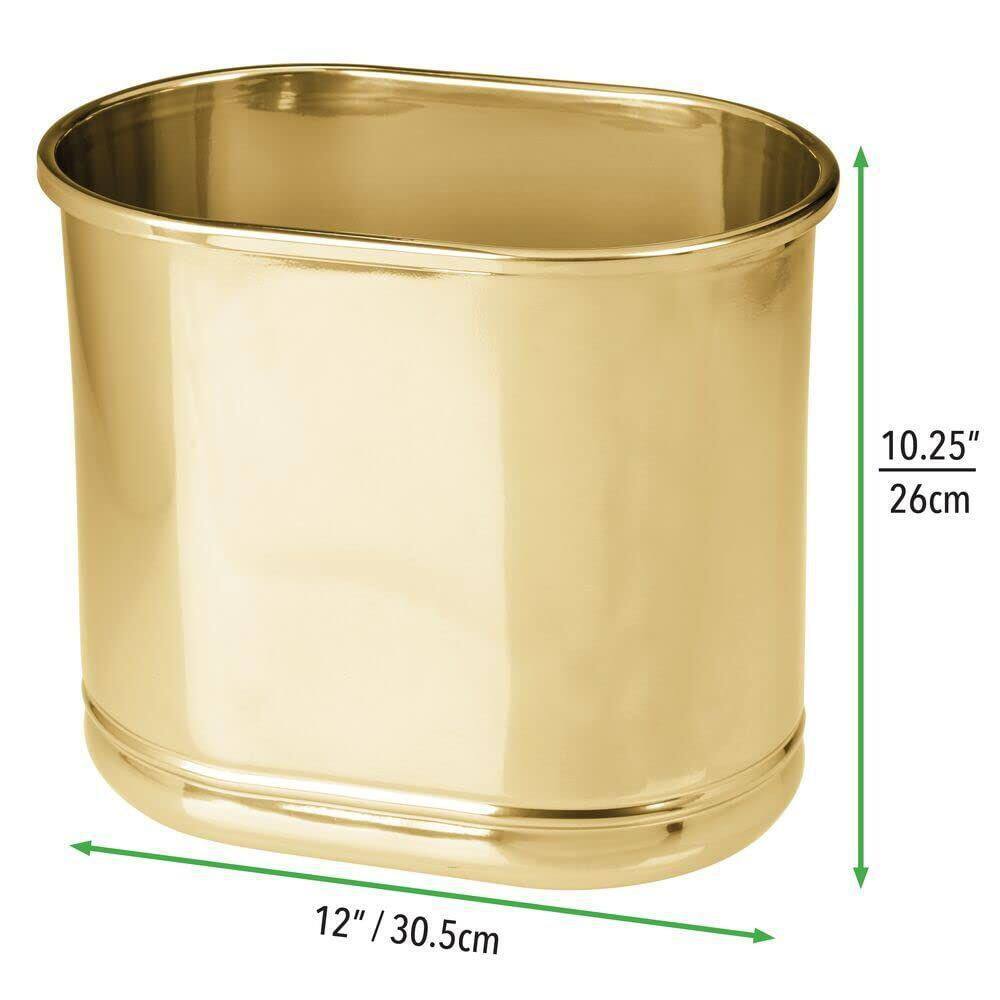 Dracelo Small Metal Oval 2.5 Gal. Trash Can Decorative Wastebasket in Soft Brass B08FCSRTLX