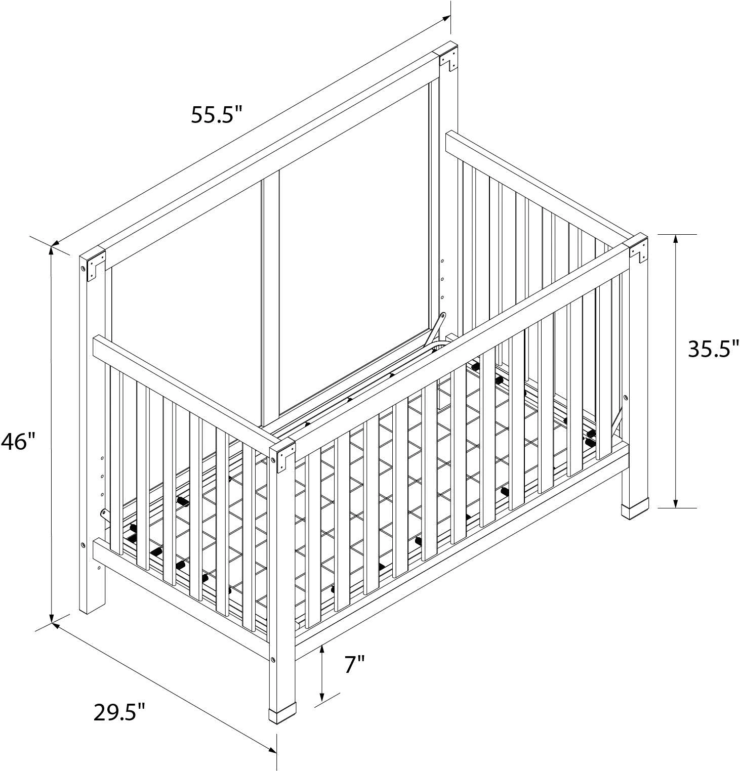 Miles Graphite Blue 5-in-1 Convertible Crib