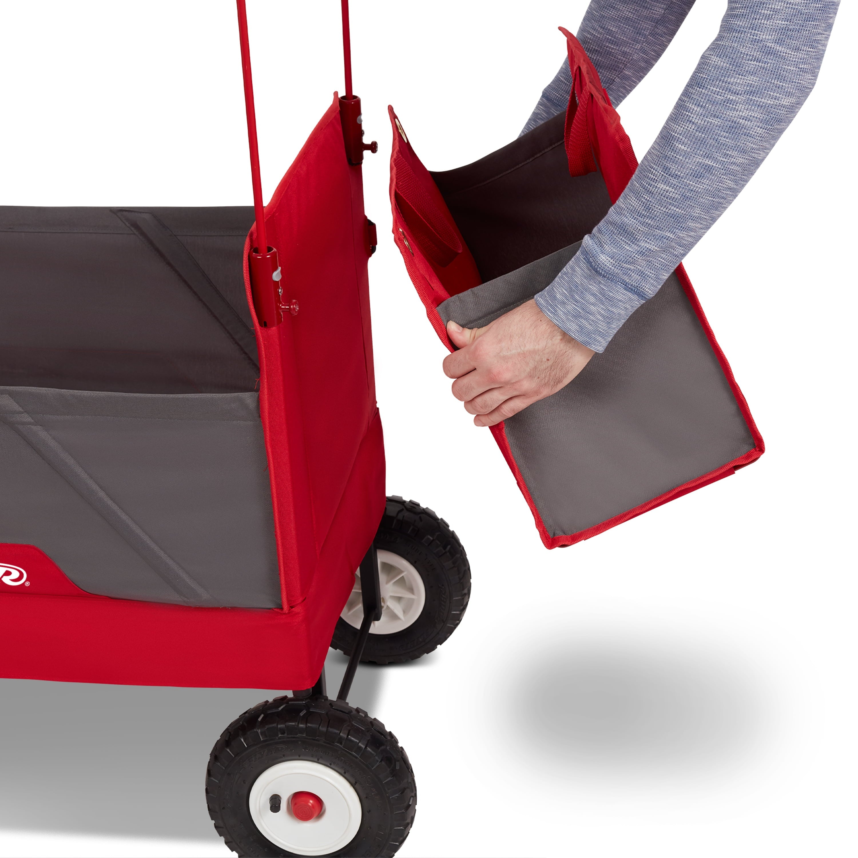 Radio Flyer, 3-in-1 All-Terrain EZ Fold Wagon with Canopy, Red and Gray, Air Tires