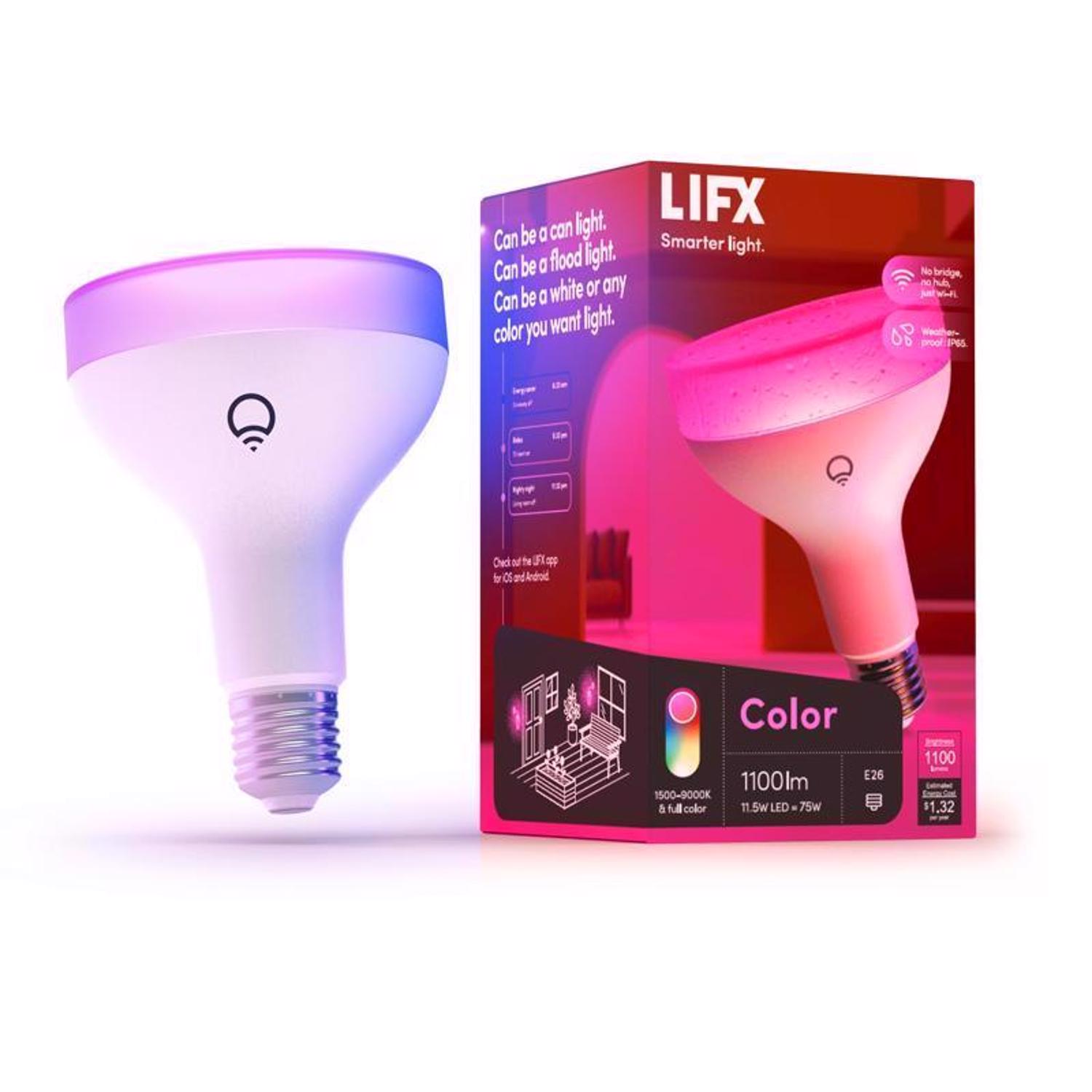 LIFX Smart Home BR30 E26 (Medium) Smart-Enabled LED Bulb Color Changing 75 Watt Equivalence 1 pk