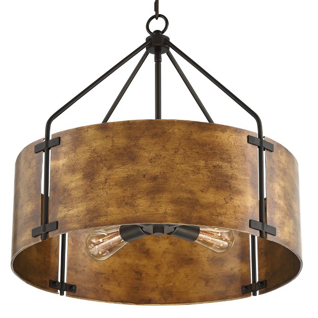 Wide Rustic Farmhouse Metal Drum Shade 4 light Fixture For Dining Room House Kitchen Island