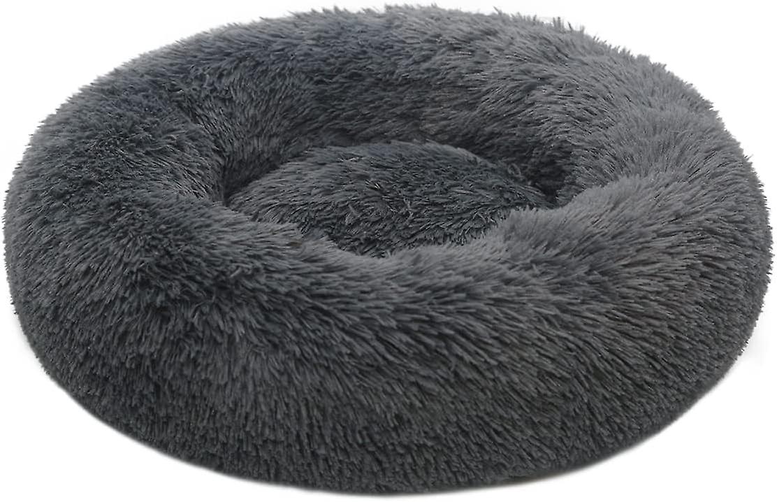 Dog Bed 40cm Cat Bed Washable Dog Bed Anti-slip Round Plush Pet Bed Round Cushion For Cat Dog (s-dark Grey)