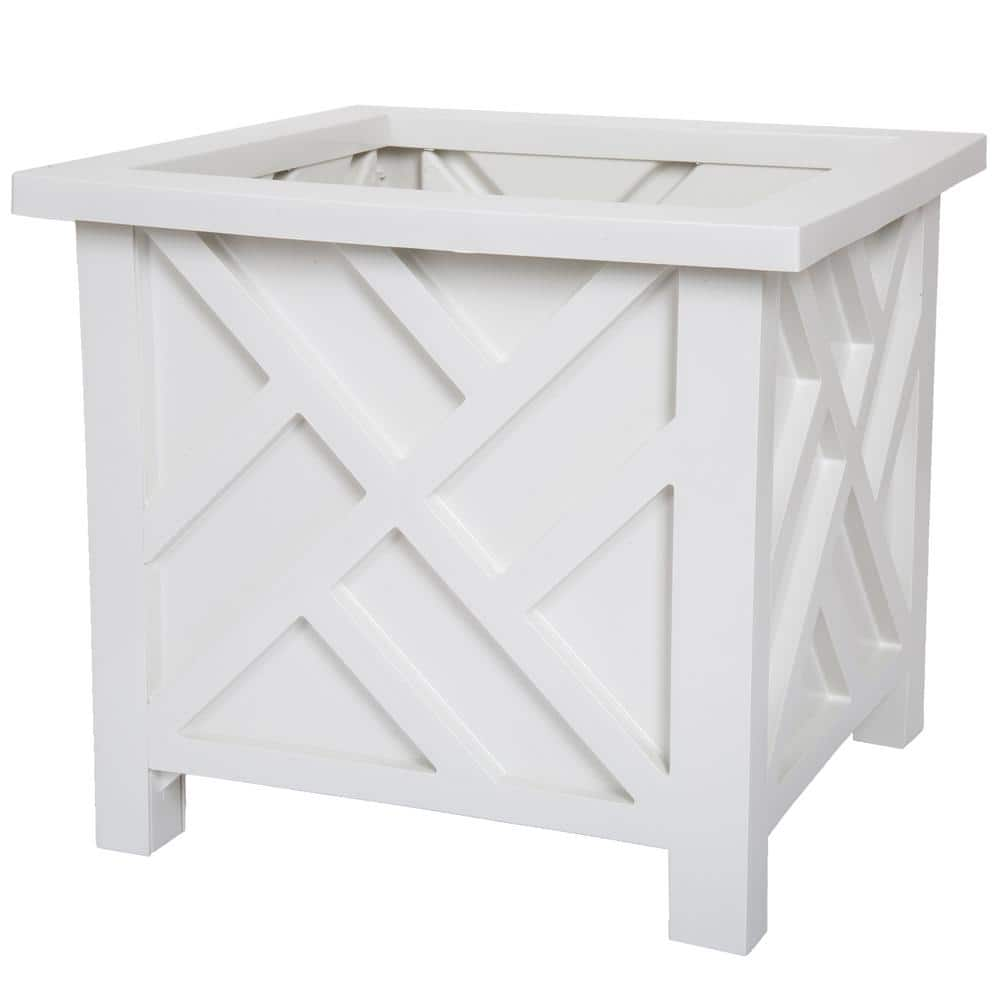 Pure Garden 14.75 in. x 14.75 in. White Plastic Garden Planter Box HW155051