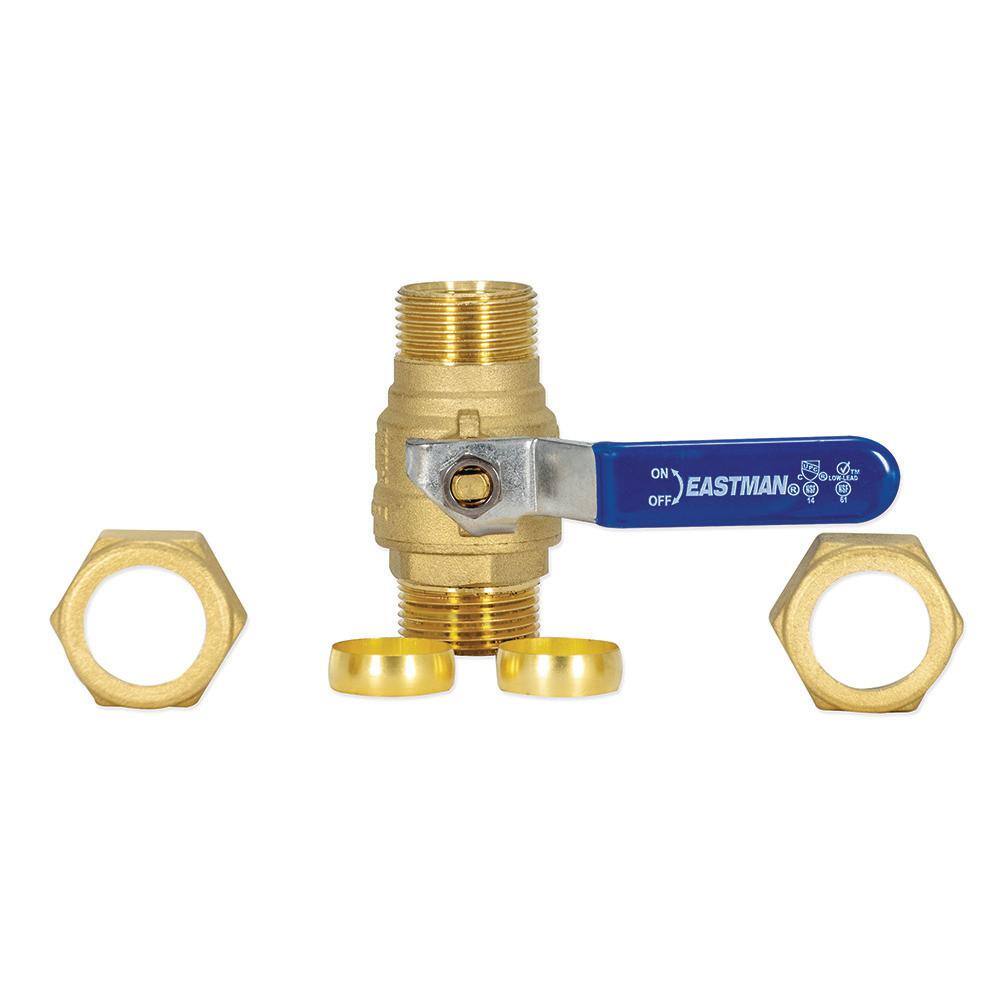 EASTMAN 34 in. Compression x 34 in. Compression Brass Full Port Compression Ball Valve 20097LF