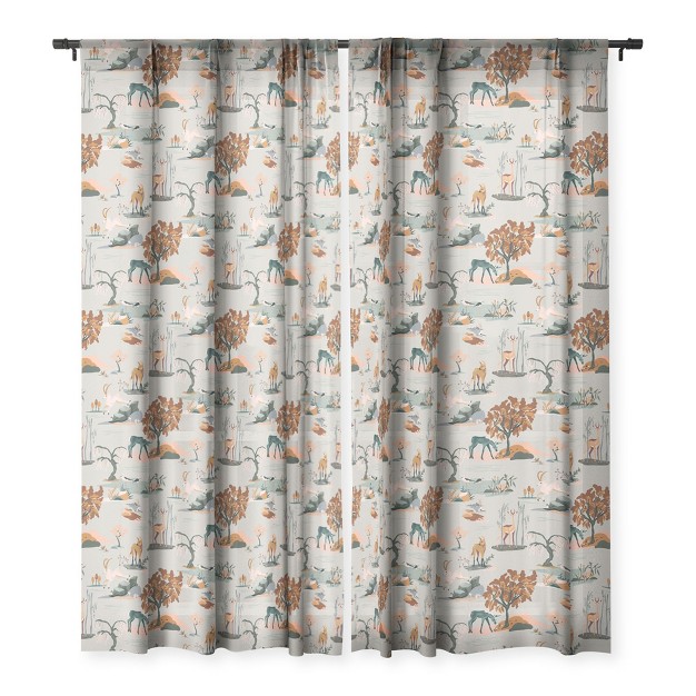 The Whiskey Ginger Cute Playful Animal Pattern I Single Panel Sheer Window Curtain Society6