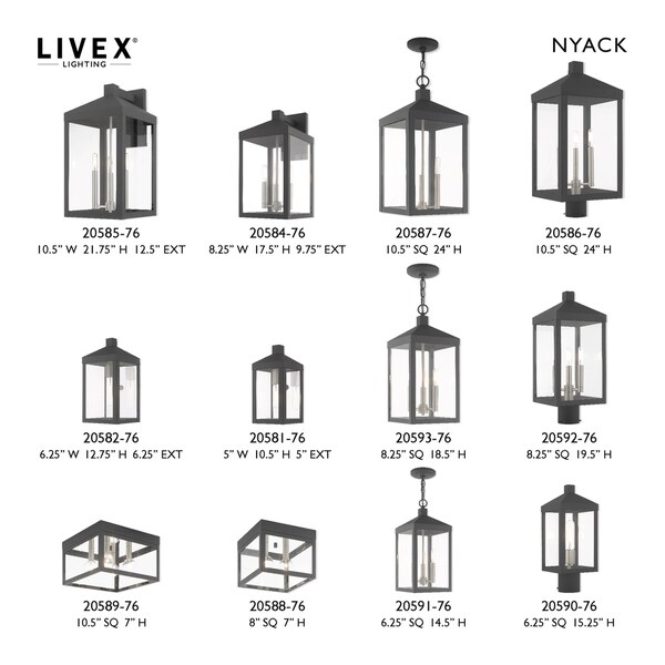 Livex Lighting Nyack 3-Light Outdoor Wall Lantern - 8.25