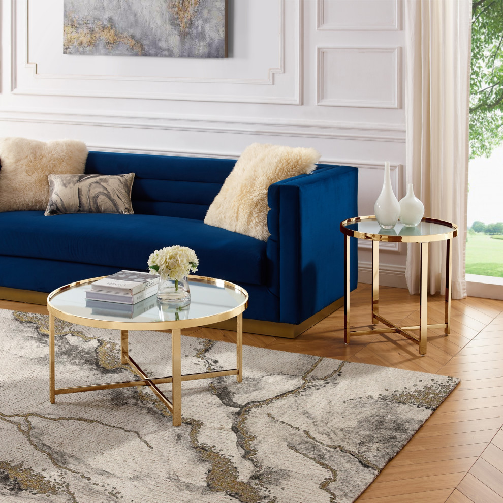 Nicole Miller Alinah Table  Mirrored Top   Contemporary   Coffee Tables   by Inspired Home  Houzz