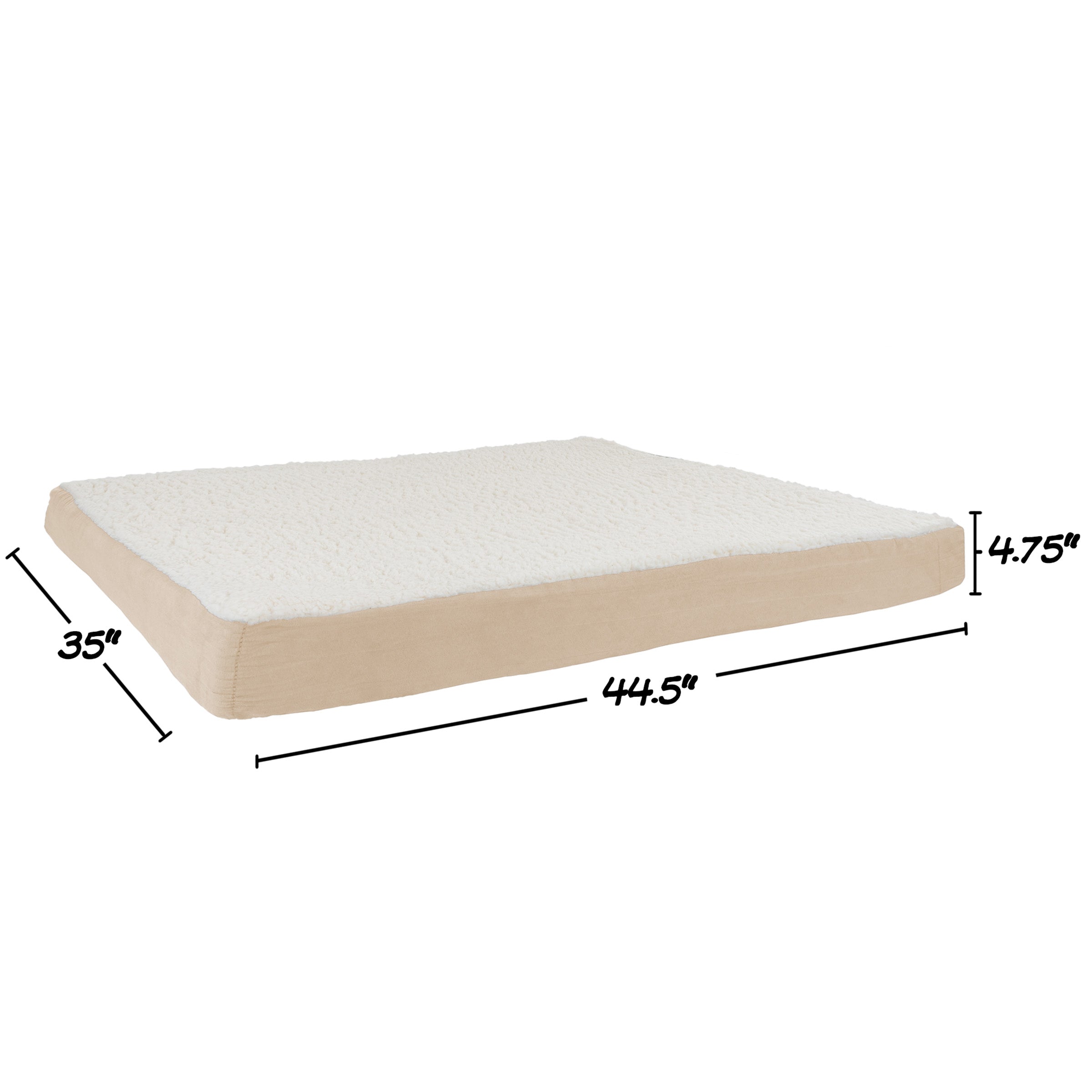 Orthopedic Dog Bed - 2-Layer Memory Foam Crate Mat with Machine Washable Sherpa Cover - 44x35 Pet Bed for Large Dogs up to 100lbs by PETMAKER (Tan)