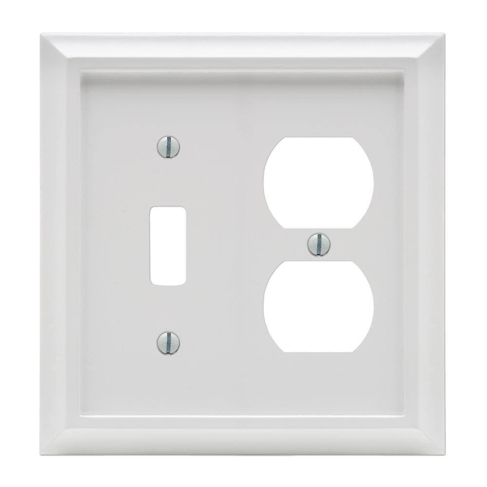 AMERELLE Deerfield 2 Gang 1-Toggle and 1-Duplex Composite Wall Plate - White 2040TDW