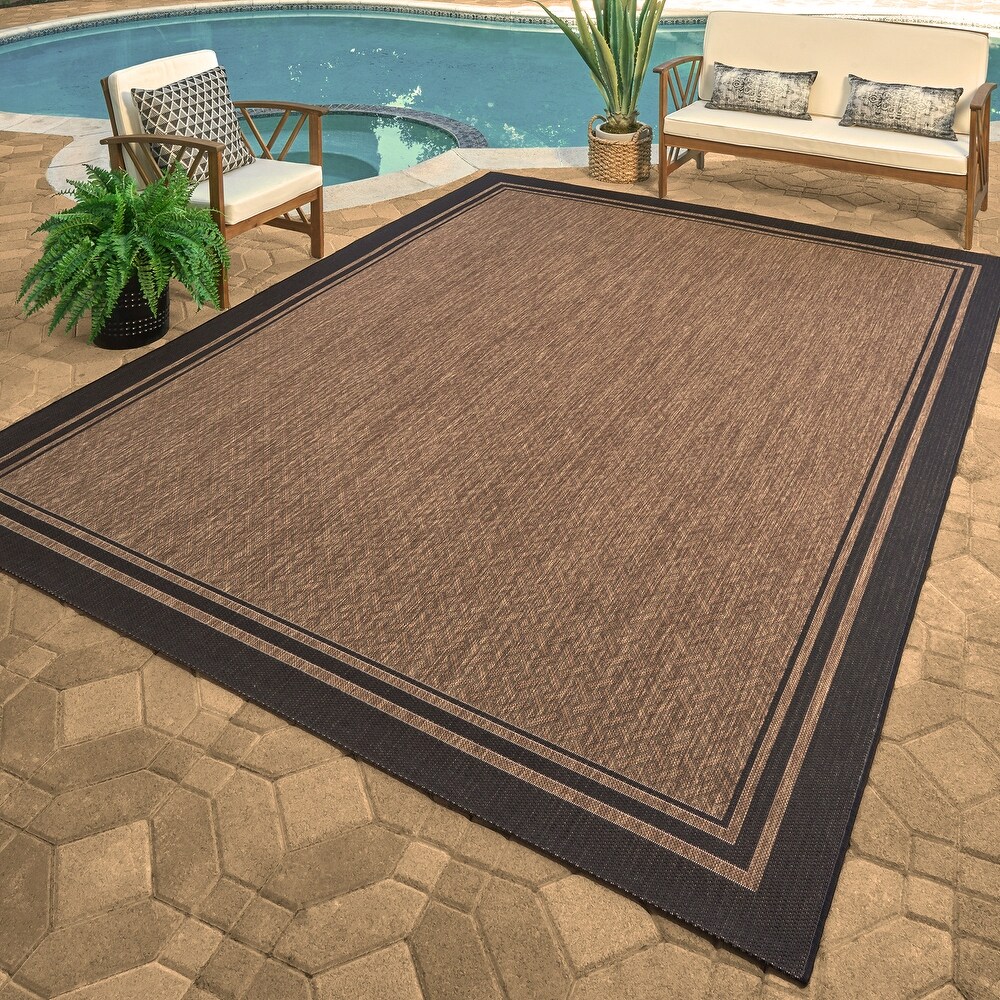 Gertmenian Paseo Soroa Havana/Black Classic Border Indoor/Outdoor Area Rug  6x9   6'6\